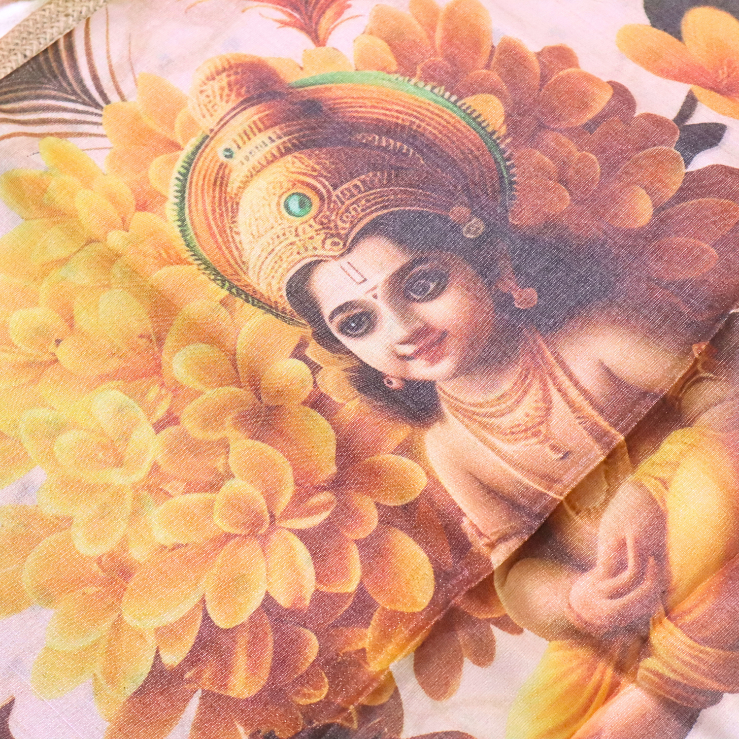 Tissue Saree - Krishna Digital Print Large