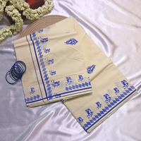 Set Saree - Krishna Digital Print with Blue Border
