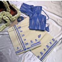 Set Saree - Krishna Digital Print with Blue Border