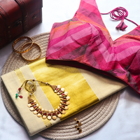 Set Saree - Tissue Saree with Thick Gold Border