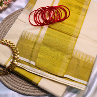 Set Saree - Gold Temple Border Design