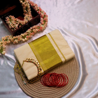 Set Saree - Gold Temple Border Design