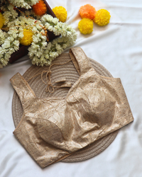 Gold Embroidery - Curved V Neck Blouse Sleeveless