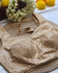 Gold Embroidery - Curved V Neck Blouse Sleeveless