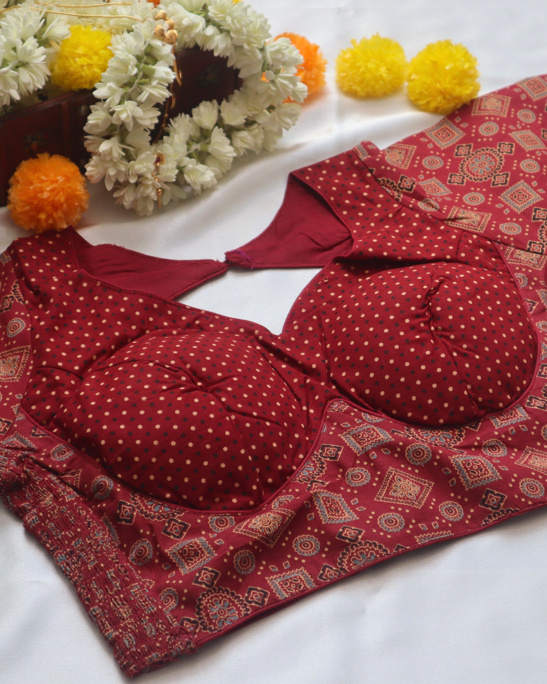 Ajrak Print - V Neck Stretchable Blouse Size 38