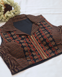 Ajrak Print - Collar Neck Sleeveless Blouse Size 38