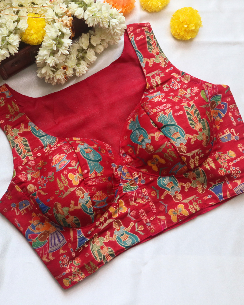 Red Jaycard - V Neck Blouse Sleeveless (Sleeve Option Available) Size 38