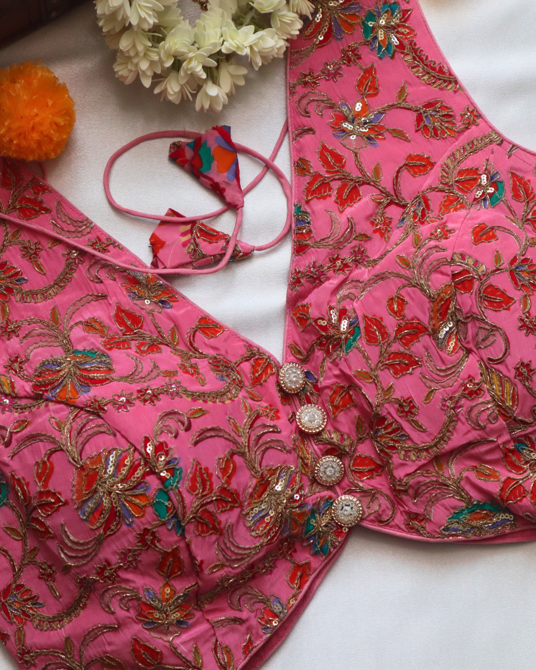 Pink Creap Sleeveless Blouse (Sleeve Option Available) Size 38