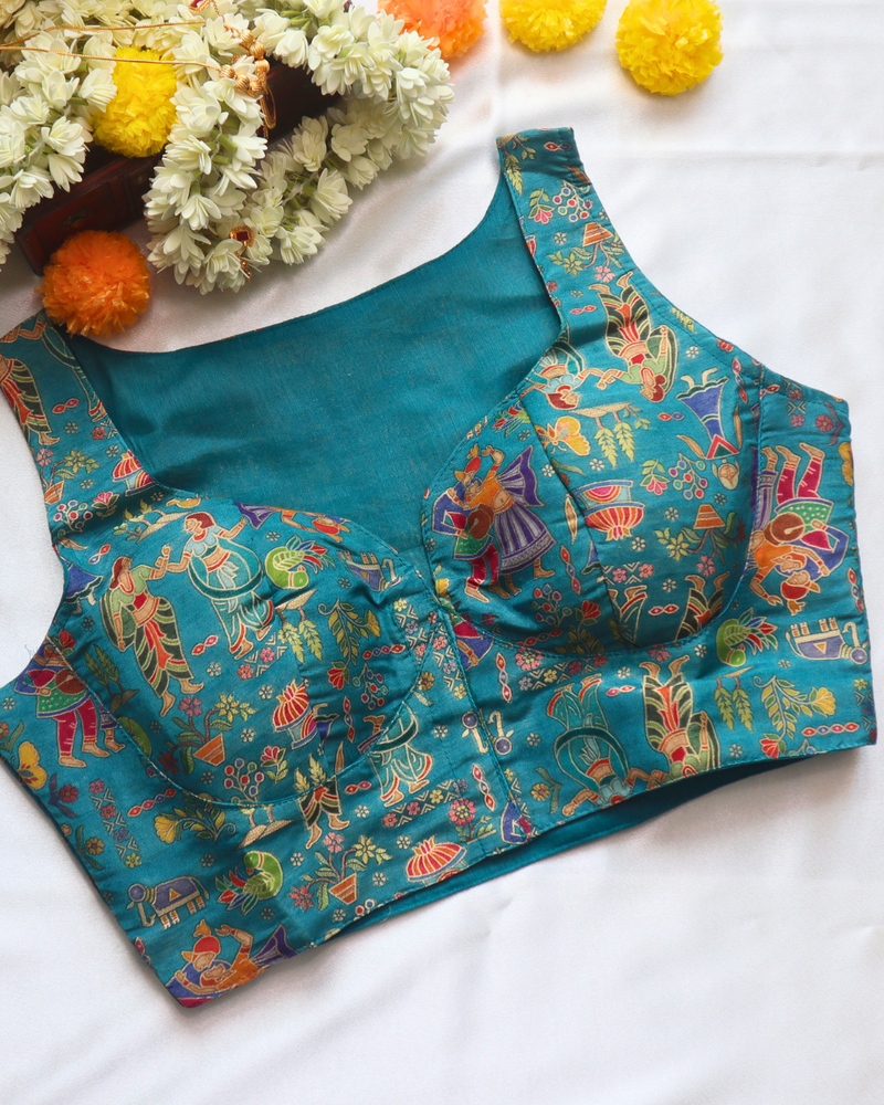 Teal Green Jaycard - Curved  Neck Blouse. Size 38