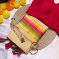 Set Saree - Mixed Colour with Gold Border