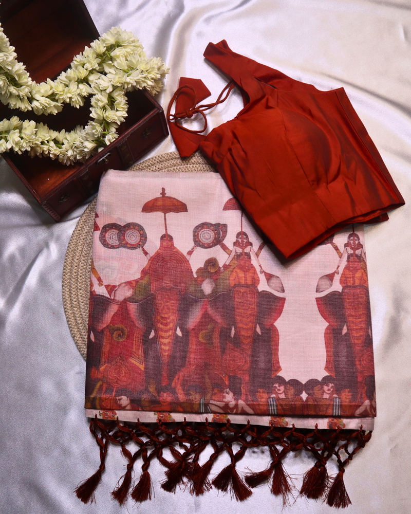 Set Saree Pooram Digital Print