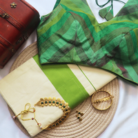 Set Saree - Thick Green Border
