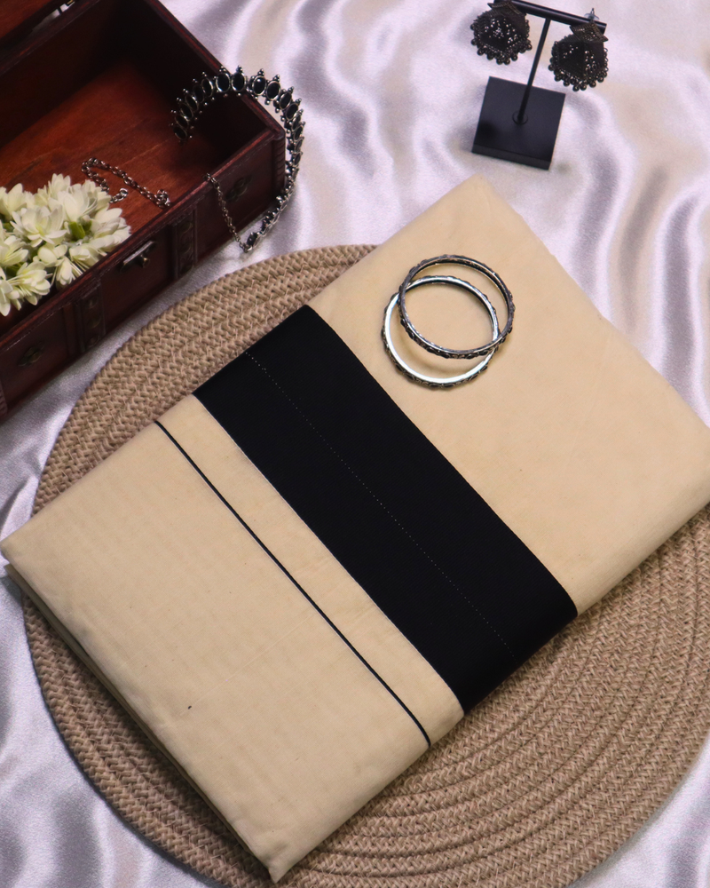 Set Saree with Thick Black Border