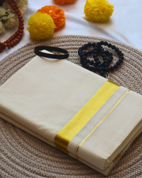 Men's Double Mundu - Thin  Golden Border