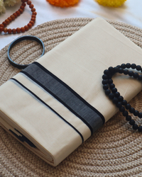 Men's Double Mundu - Grey with Black Border
