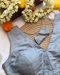 Light Grey - V Neck Blouse  Sleeveless