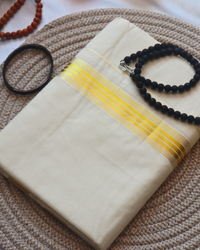 Men's Double Mundu - Thick Gold Border