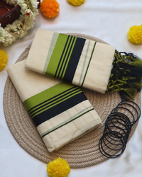 Set Mundu - Black Light Green Kara