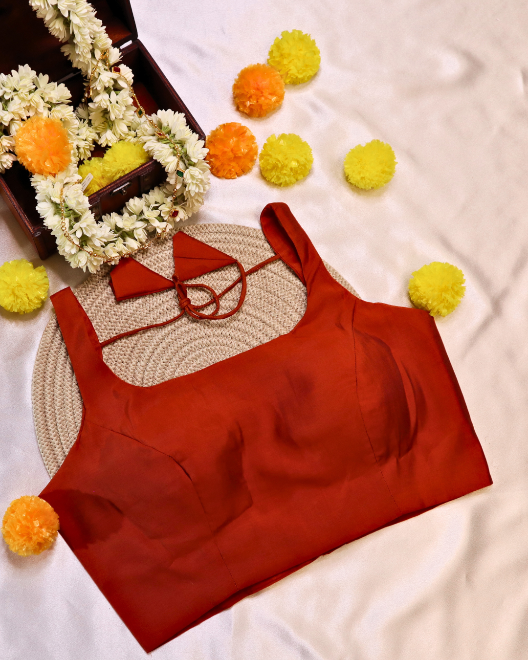 Roman Satin Blouse Sleeveless - Round Neck