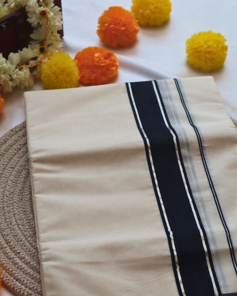 Men's Double Mundu - Black Border