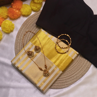 Set Saree - Thick Gold Border with Kasavu Stripes
