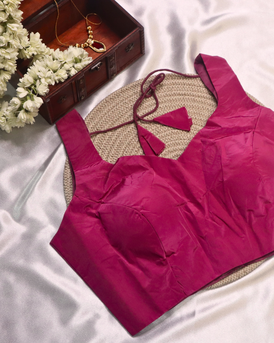 Roman Satin Blouse Sleeveless - Curved V Neck - Pink, Size 38