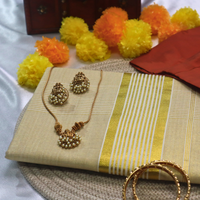 Set Saree - Gold Stripes and Whole Kasavu Body Saree