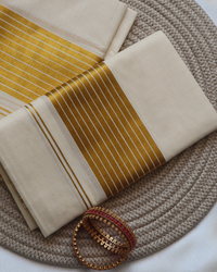 Set Mundu - Thick Gold Stripe Kara