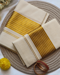 Set Mundu - Thick Gold Stripe Kara