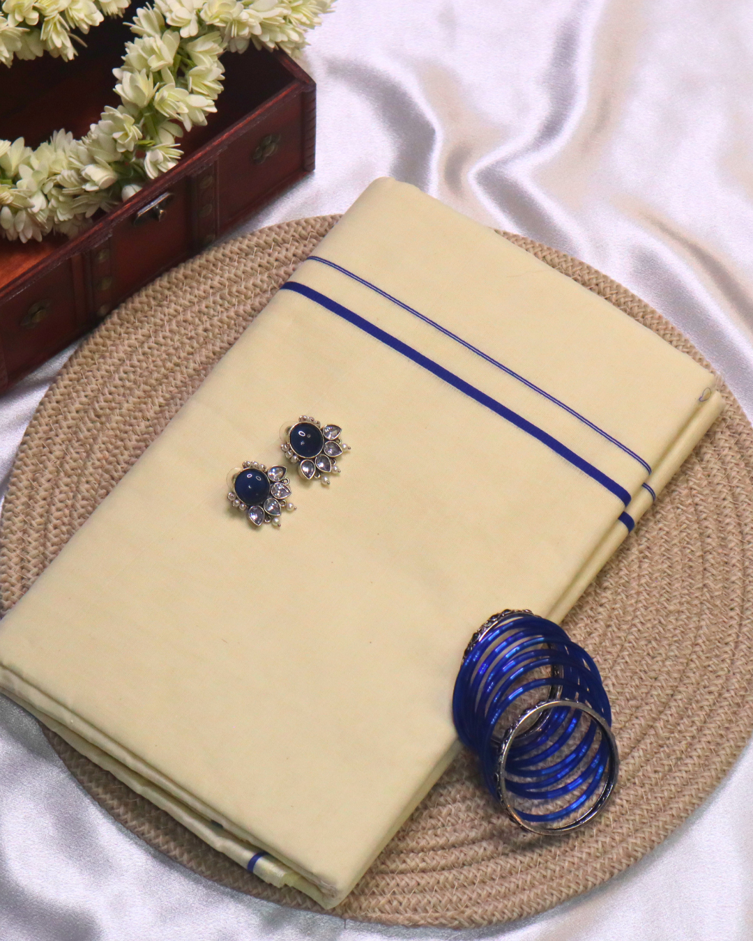 Set Saree - Puliyarakara Blue