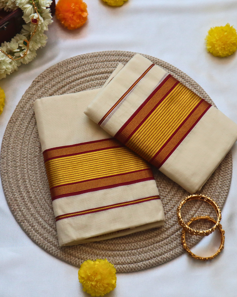 Set Mundu - Thin Marron Gold Kara