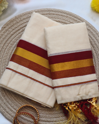 Set Mundu - Thick Maroon Gold Kara