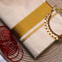 Set Saree - Gold Kasavu Border