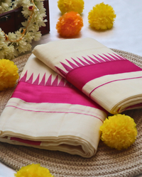 Set Mundu - Pink Temple Border