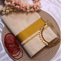 Set Saree - Gold Kasavu Border