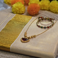 Set Saree  - Gold Zari Border Tissue Saree