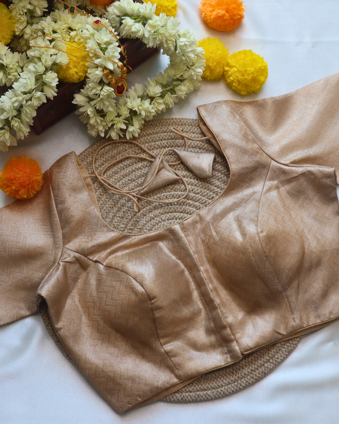 Light Copper Silk - Round Neck Blouse Size 34