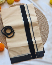 Men's Double Mundu - Black and Silver Border